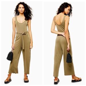 TOPSHOP SLINKY‎ SCOOP NECK CROPPED WIDE LEG JUMPSUIT 8